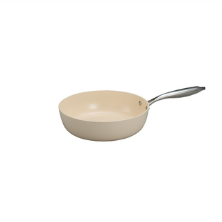 SILWA 西華 鵝卵石陶瓷不沾深煎鍋 BSW-28W 奶油杏白 1.5kg, 28cm, 1個