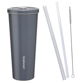 Corelle Brands 康寧餐具 Snapware 陶瓷不鏽鋼真空保溫吸管杯 附吸管3件組, 暮光之城, 800ml, 1組