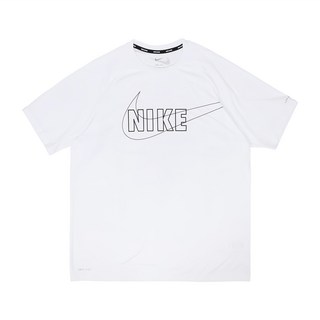 NIKE 男性短袖防曬衣 NESSD690-100 XL 文字 白色 運動休閒透氣舒適, 1件
