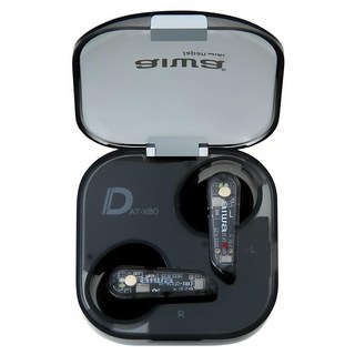 Aiwa 愛華 真無線藍牙耳機 AT-X80D 通透晶彩 ENC環境降噪功能 13mm大動圈 IPX5級生活防水, 黑色