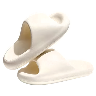 bebehome 元氣滿滿小胖饅頭氣墊拖鞋, EVA材質, 圓頭, 流行, 奶油白