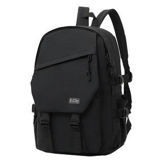 E.City 日系大容量多隔袋防潑水休閒背包 500g, 黑色