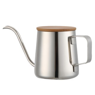 不鏽鋼手沖壺, 350ml, 4mm極細壺嘴, 手沖壺 + 竹蓋, 1組