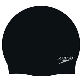 Speedo 成人矽膠泳帽 Plain Moulded, 黑, 1個, ONE SIZE