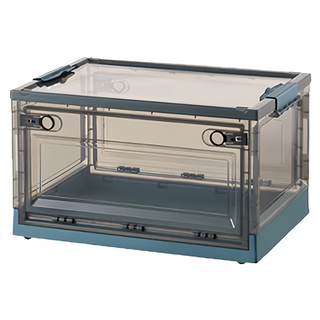 三開摺疊收納箱, 黑透明片 + 藍色, 738 超大號(68 x 47 x 37cm), 1個