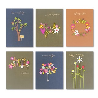 木質立體卡片6款組, 1套, 多色