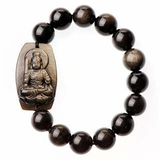 生肖雞 不動明王本命佛 金曜石手鍊 (13顆) 開光, 不動明王, 本命佛35 x 20mm 珠子12mm, 1條