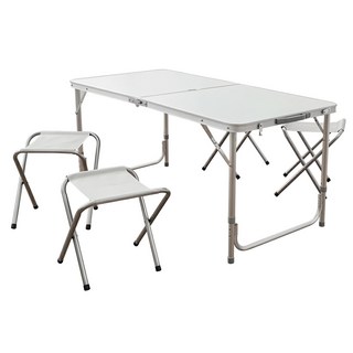 戶外露營折疊桌椅 時尚白 折疊攜帶方便 鋁製穩固耐用 可調節高度, 1組