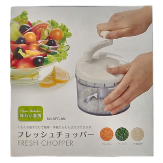 SHIMOMURA 下村 AJIWAI 趣味食房 日本旋轉式切碎蔬果調理機 中，12.7cm日本製造, 16.2 x 12.7 x 12.7, 白色 + 透明色, 1個