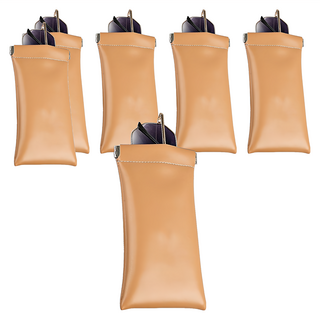 小麥購物 彈力收納包 眼鏡袋 6入 PU皮, 奶茶棕