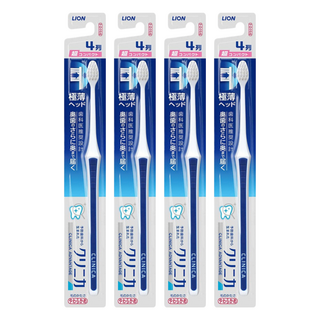 LION 獅王 固齒佳 薄深潔牙刷 4列 軟毛 薄型小巧頭, 1入, 4支