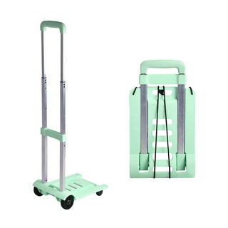 Life 多功能折疊便攜鋁合金拉桿購物車/手拉車/拉貨拖車 42.5cmX23cmX8.3cm/1080g, 馬卡龍綠, 1個