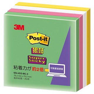 3M Post-it 利貼 狠黏便條紙, 654-4SS-MC-8, 360張, 1組