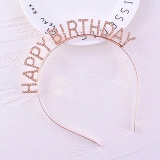 水鑽生日髮箍, 玫瑰金色, 1個