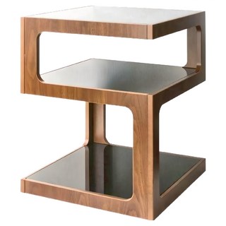 HomeMax 520方型玻璃邊桌 強化玻璃/MDF 寬40x深40x高52.5cm 自行DIY, 胡桃色/深棕色