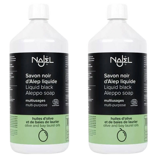 NAJEL 阿勒坡萬用黑皂液 1L 橄欖油和月桂油製成 清潔和去除油脂 廚房/浴室/地板清潔, 2瓶