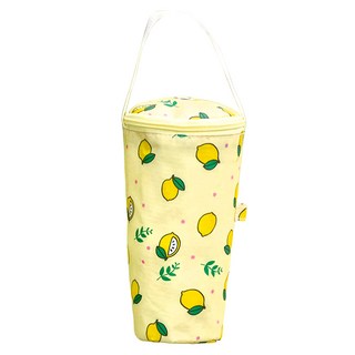 保冰保溫吸管杯套 牛津布+鋁箔 21cm x 7.5cm, 淺黃檸檬, 1組