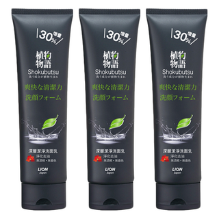 LION 獅王 植物物語 洗面乳，深層潔淨/ 清爽明亮/ 浸潤保濕/ 淨膚調理, 130g, 3條