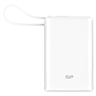 Silicon Power 廣穎電通 10000mAh自帶線數顯迷你快充行動電源, SP10KMAPBKCP101W, 鏡面白