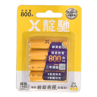 OXOPO 乂靛馳 低自放鎳氫充電池 3號 1000mAh, 4入, 1組