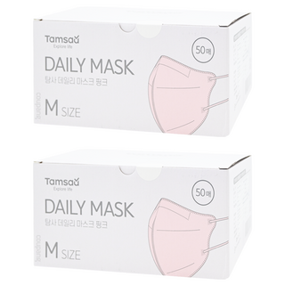 Tamsaa 成人立體口罩 Daily Mask M Size, 粉色, 50片, 2盒