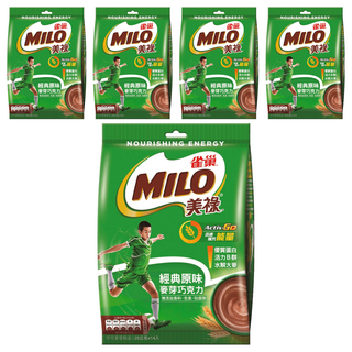 MILO 美祿 經典原味巧克力麥芽飲品 沖泡粉, 純正牛奶, 麥芽精華, 維生素B群, 25g, 14包, 5袋