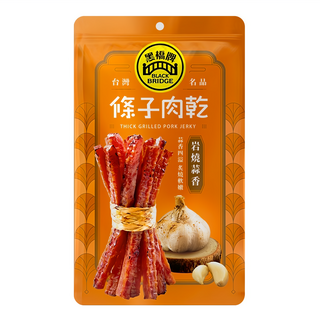 BLACK BRIDGE 黑橋牌 岩燒蒜香條子肉乾, 厚燒條子, 台灣豬肉, 65g, 1包