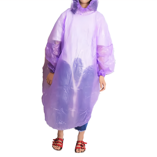 OMAX 兒童加厚防沾黏輕便雨衣 Set 20件 LDPE聚乙烯塑膠 單一尺寸 適用身高110-150公分 水藍/粉紅/紫/黃, 顏色混搭, 1組