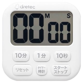 dretec 波波拉大螢幕時鐘計時器 6按鍵 T-592WT 白色, 1個