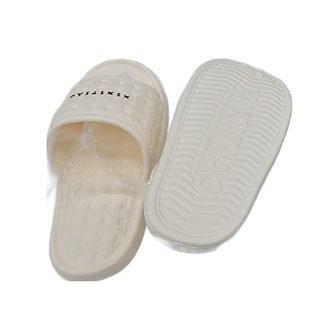 沐慕家居 編織格紋室內拖鞋 EVA材質 柔軟舒適 波浪防滑大底 靜音浴室拖鞋, 40~41, 白色