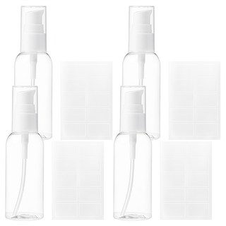 comet 按壓式分裝瓶 60ml 附標籤貼紙, 透明色, 4個