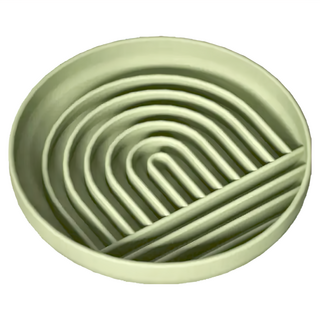小小毛孩 寵物矽膠慢食碗 19x19x3.8cm 狗貓適用, 森林綠, 1個