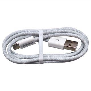 POLYWELL 寶利威爾 USB To Type-C PD編織快充線 3A 60W PW15-W45-M943, 1m, 灰白色, 1條