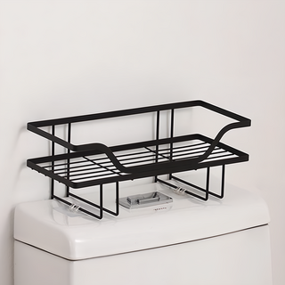 德利生活 單層水箱馬桶置物架, 黑色, 1個
