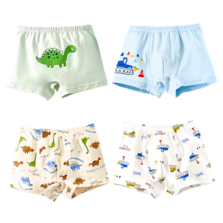 盛特士Shengters 男童平角褲4件組, 90cm, 恐龍夥伴, 親膚透氣舒適