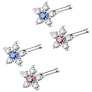 Brilliant Beauty 耀眼美人 紅寶藍寶 鋯石鑽 小花 養耳棒 耳環 Set