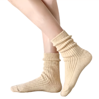 PORA BELLA 韓系素色厚羊毛襪保暖襪, 白色, 羊毛5%+亞克力紗90%+彈性紗5%, F