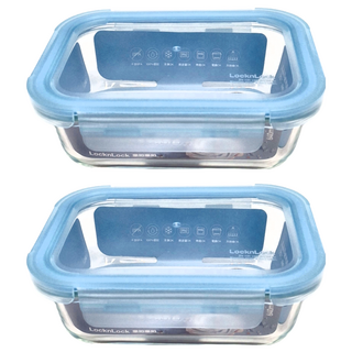 LocknLock 樂扣樂扣 藍莓慕斯耐熱玻璃保鮮盒 長方形, 640ml, 2個