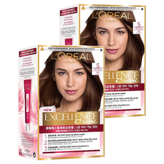 L'OREAL PARiS 巴黎萊雅 台灣公司貨 優媚霜三重護髮染髮霜 Excellence Creme, 5 淺棕, 2組