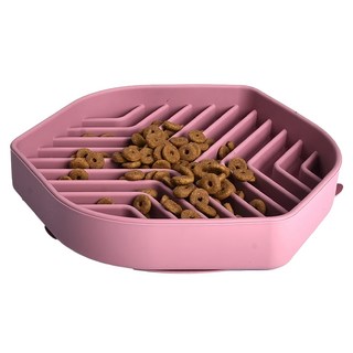 Truly House 寵物防滑防翻慢食碗，19x3cm 矽膠材質，粉色/藍色, 1組