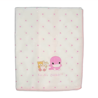 KU.KU Duckbill 酷咕鴨 可愛緹花紗布澡巾，100%純棉，32x48cm，台灣製造, 粉色, 1包