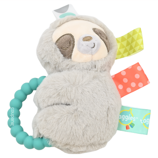 mary meyer 蜜兒 標籤手搖鈴 微笑樹懶, 訓練手部肌肉, 柔軟材質, 彩色標籤刺激視覺發展, 可愛動物造型, 微笑樹懶 灰色, 1個