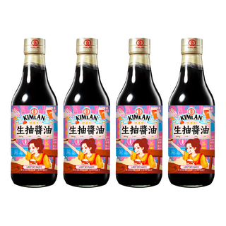 KIMLAN 金蘭 生抽醬油 適用於涼拌菜或炒菜 醬香味美 色澤清澈透明, 590ml, 4瓶