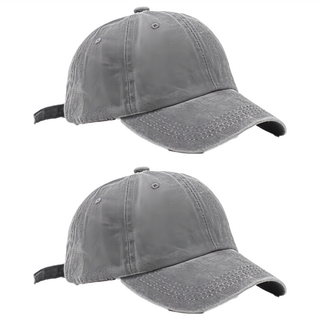 復古水洗棒球帽 Set 2, 棉質, 淺灰色, 58cm