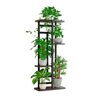 FAmILyLIFE 生活 日式落地花架 36 x 23.5 x 74.4cm, 煙燻黑管, 4層