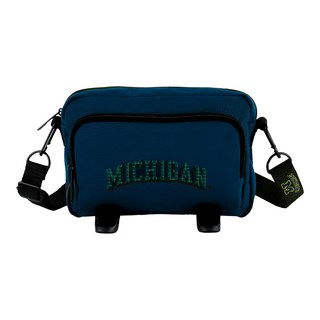 NCAA 格紋logo側背包 多格設計 收納方便, 21 x 5 x 14cm, 深藍色