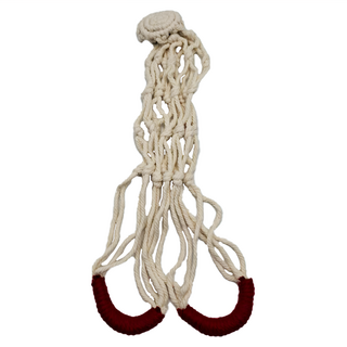 韓版手工編織飲料杯, 棗紅色提繩白色袋, 1個