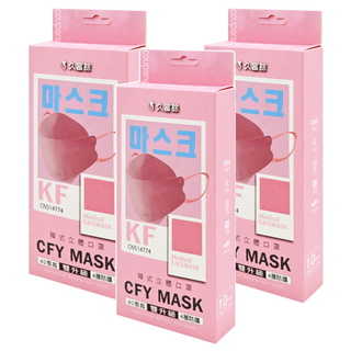 久富餘 KF94韓版 4層立體醫療口罩 未滅菌, 英式玫瑰, 10片, 3盒