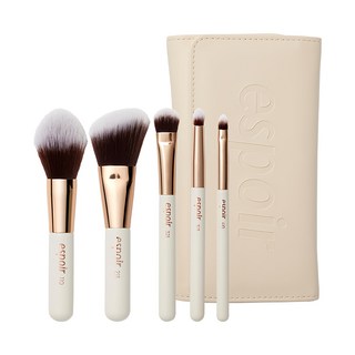 Espoir艾絲珀 迷你刷具5件組 尺寸輕巧 附單手可握收納包, 米色, 1組