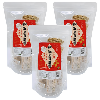 珍田生機 鹹酥米香脆餅, 190g, 3袋